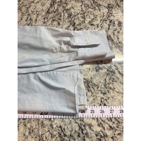 George Women’s Button Shirt M Blue Pinstripe Stretch Long Sleeve Office Classic - Picture 7 of 7